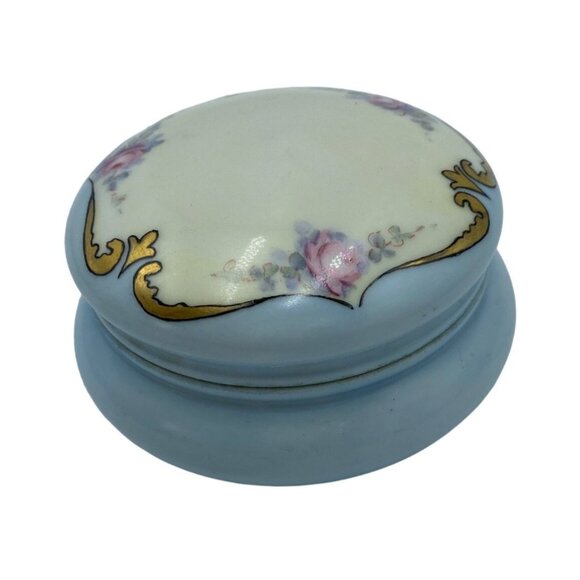 Antique Limoges Porcelain Trinket Box With Hand-Painted Floral Design - Picture 2 of 7